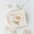 Load image into Gallery viewer, Querin Creations square greeting card with floral design and 'love' text on a light background