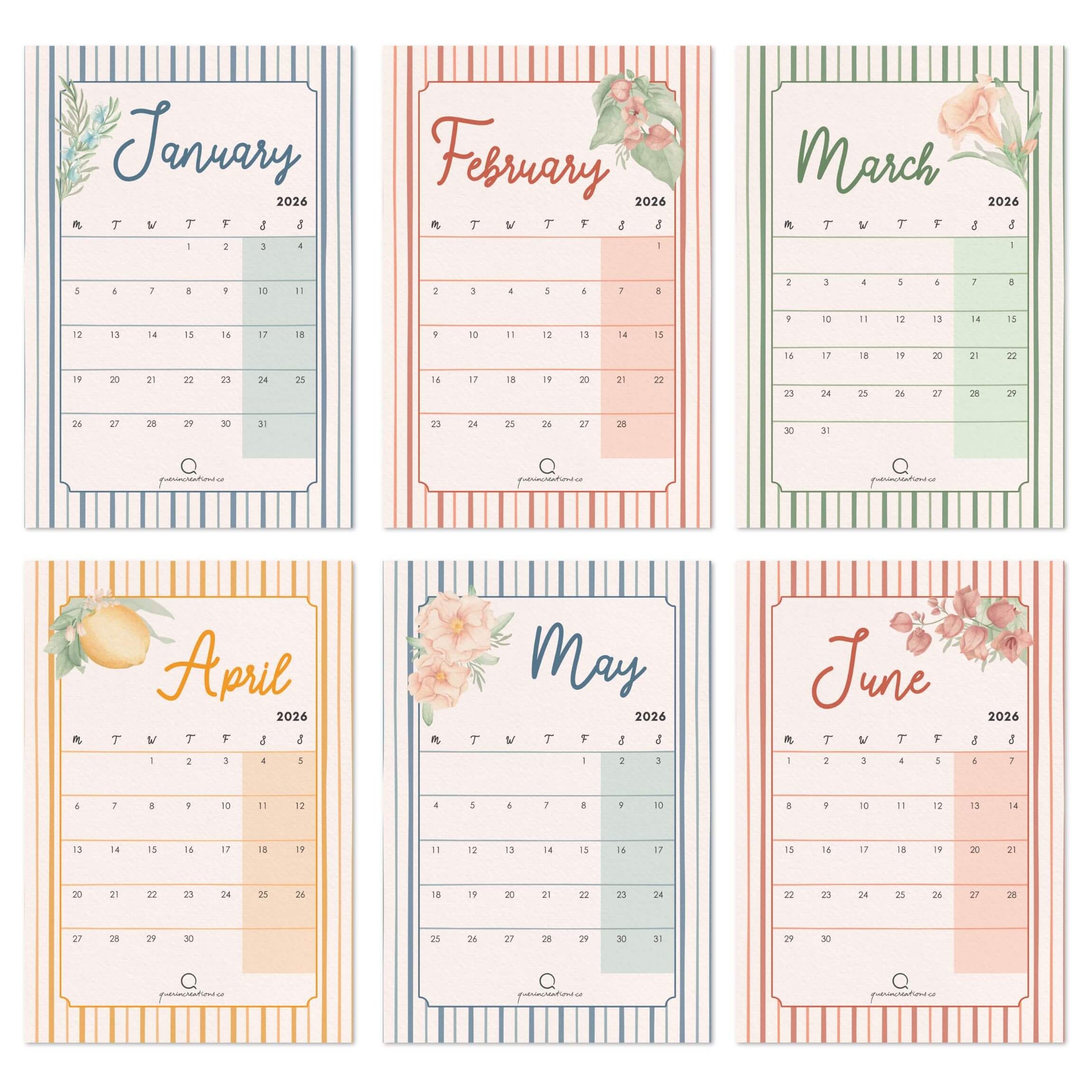 A Year in Bloom 12 months Desk Calendar