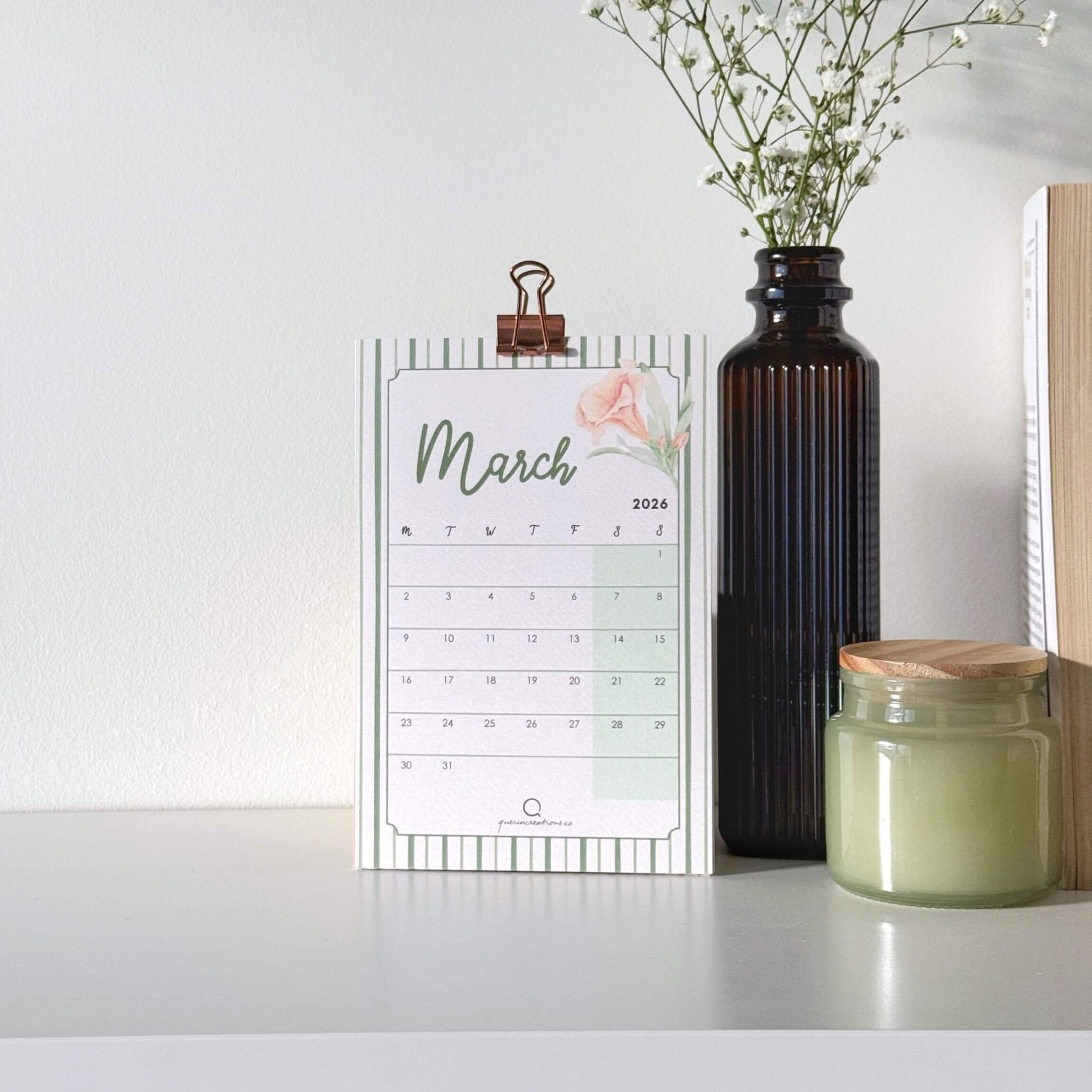 A Year in Bloom Desk Calendar and Mini Stickers Bundle