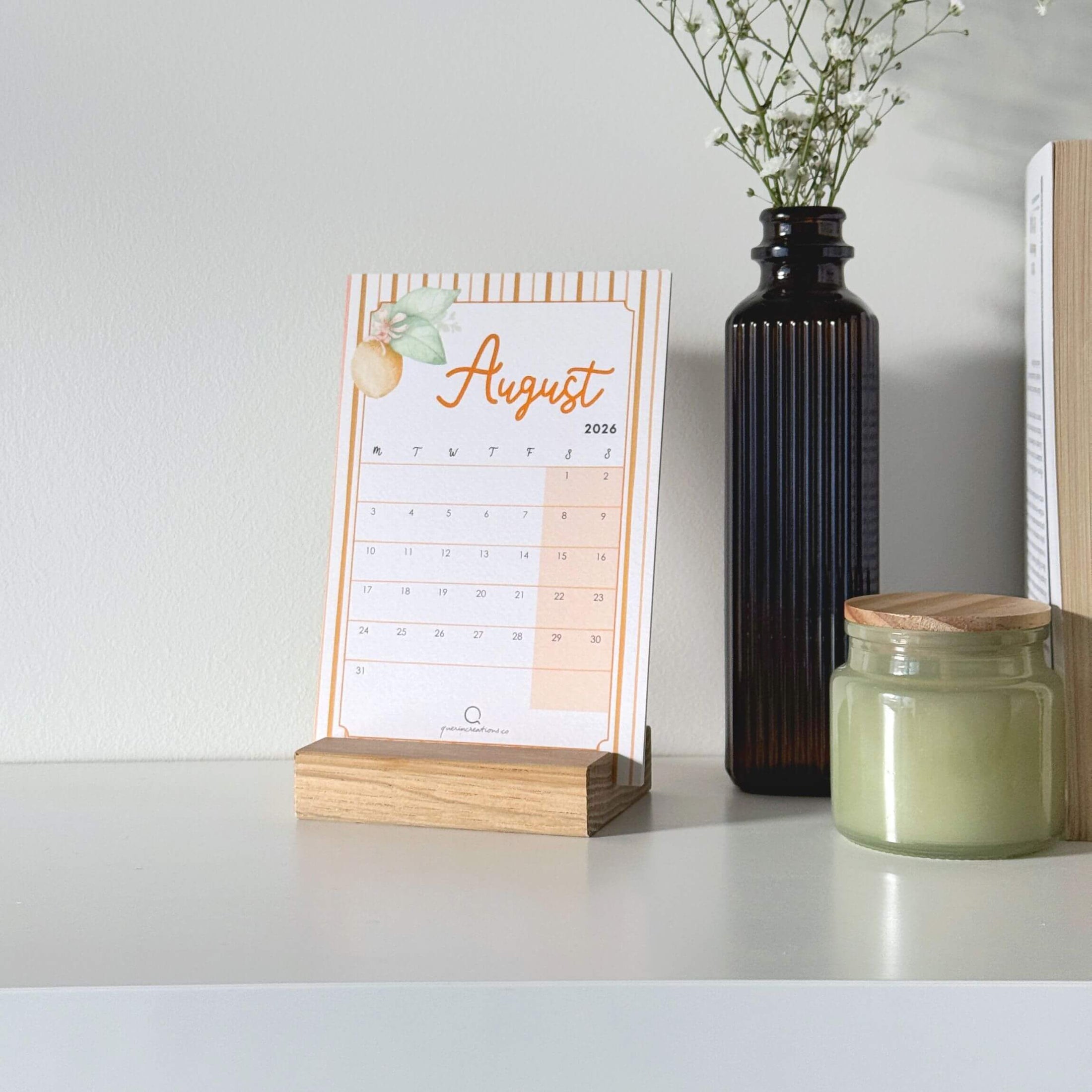A Year in Bloom 12 months Desk Calendar With Timber Stand