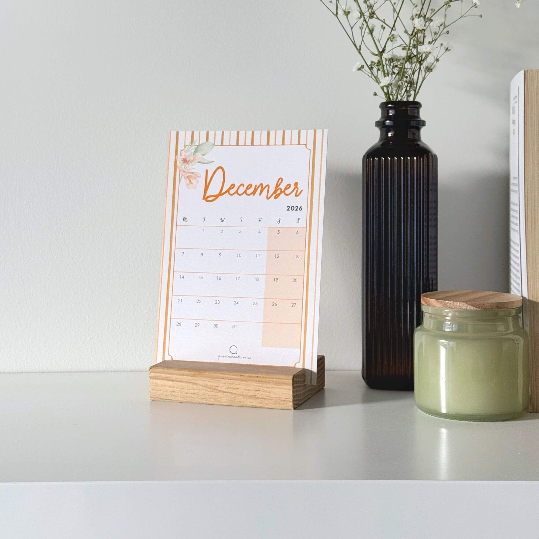 A Year in Bloom Desk Calendar with Stand and Mini Stickers Bundle