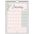 Load image into Gallery viewer, Wall calendar for January 2027 with floral design and striped border
