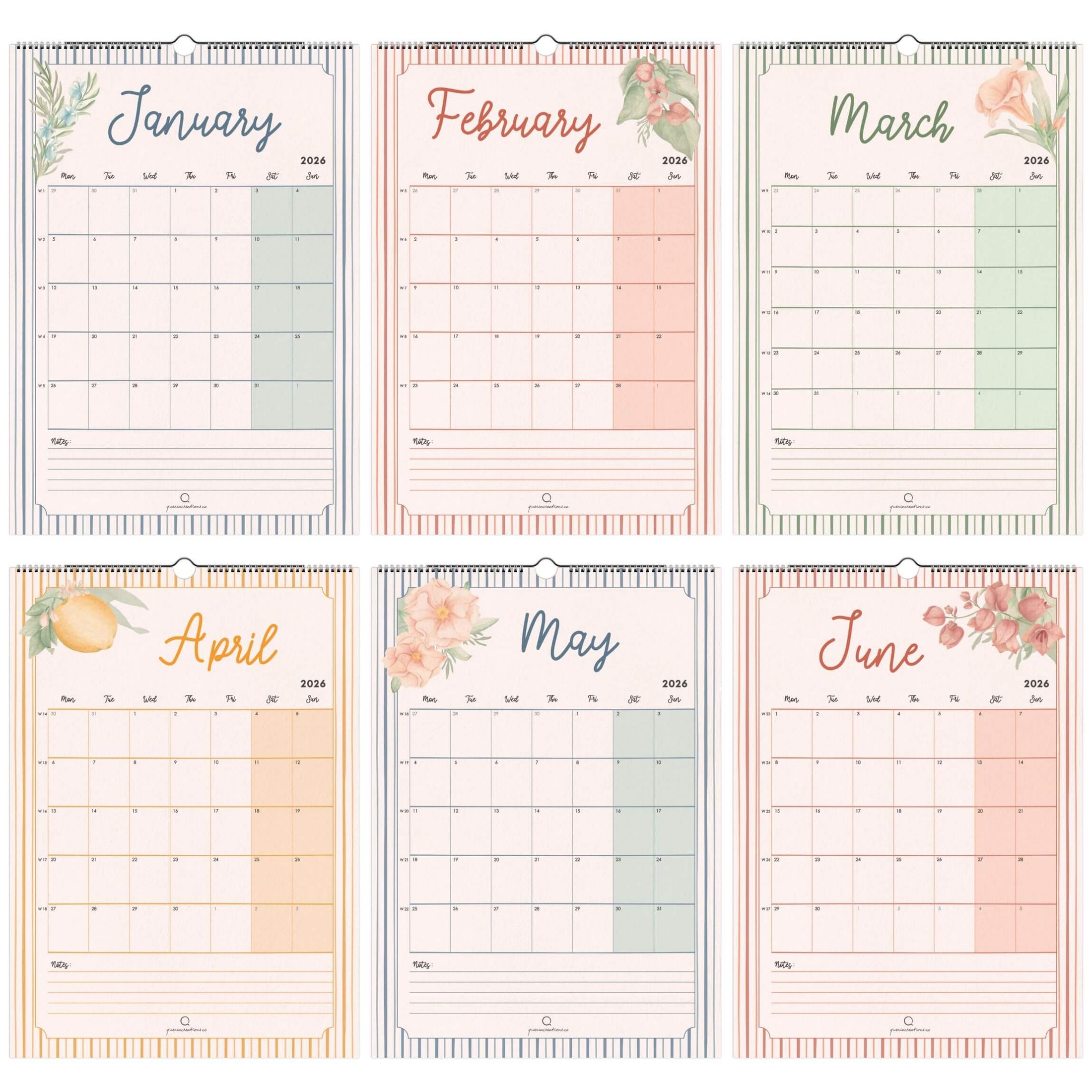 A Year In Bloom 2026 Wall Calendar - A3