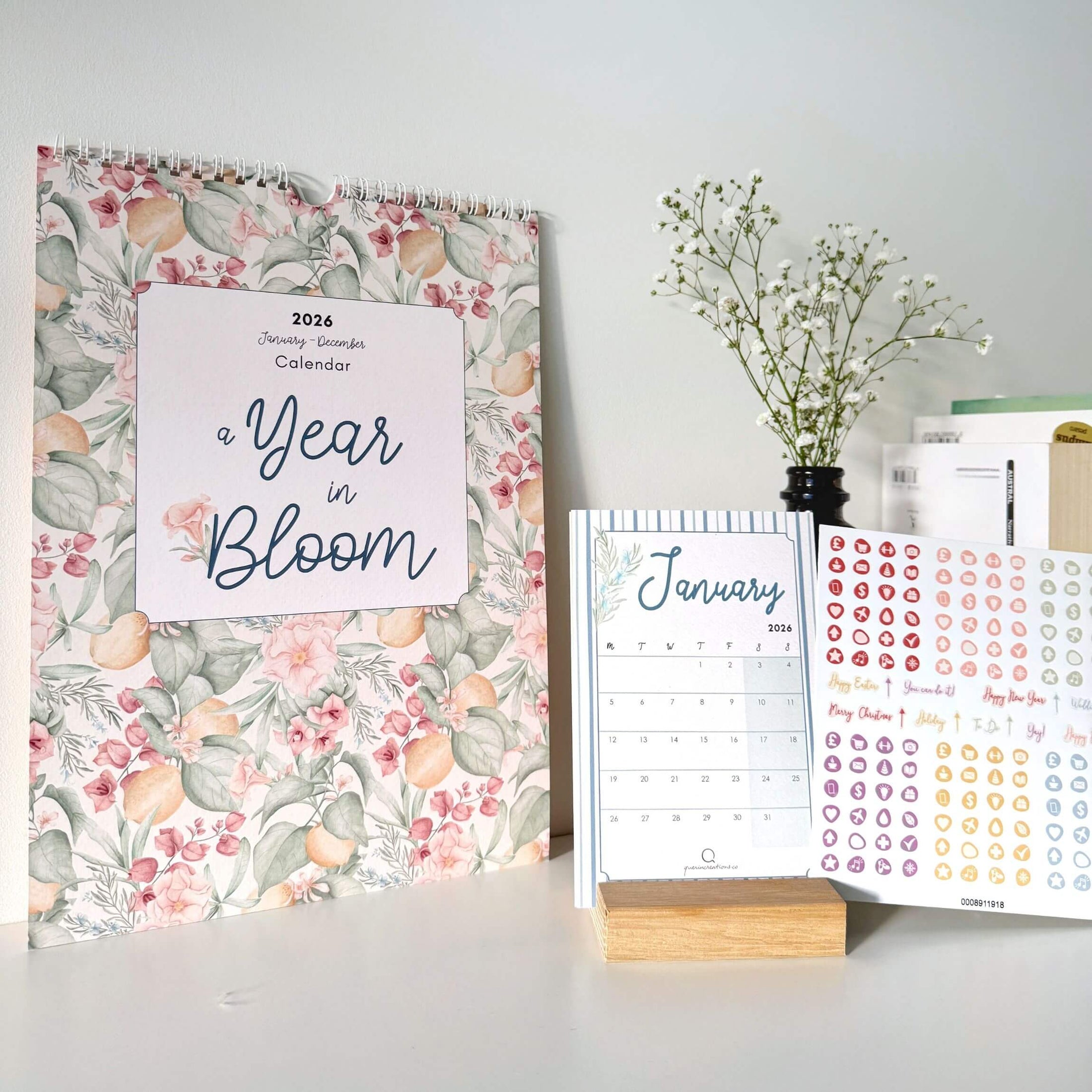 A Year In Bloom 2026 Wall Calendar - A3