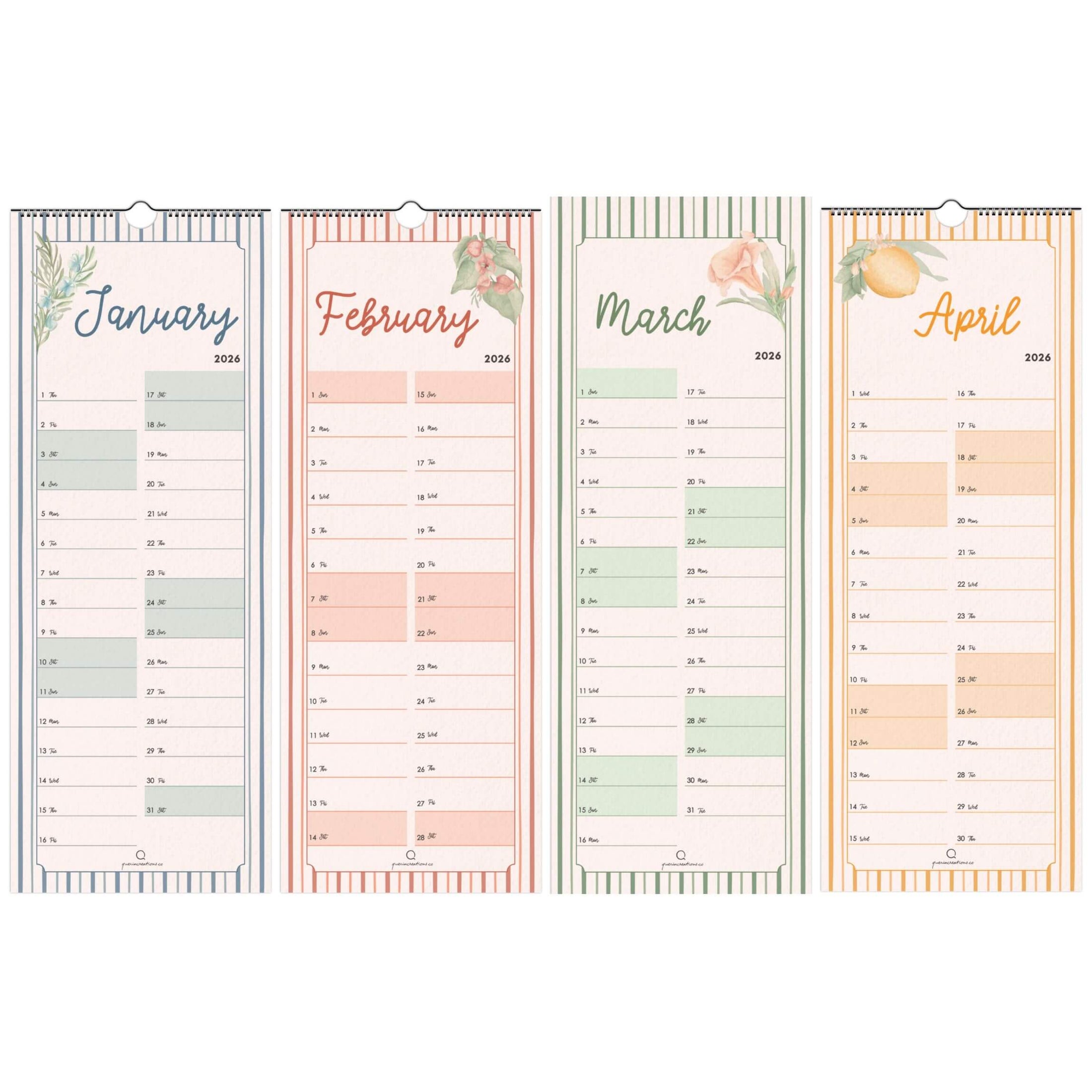 A Year In Bloom 2026 Wall Calendar - Slim