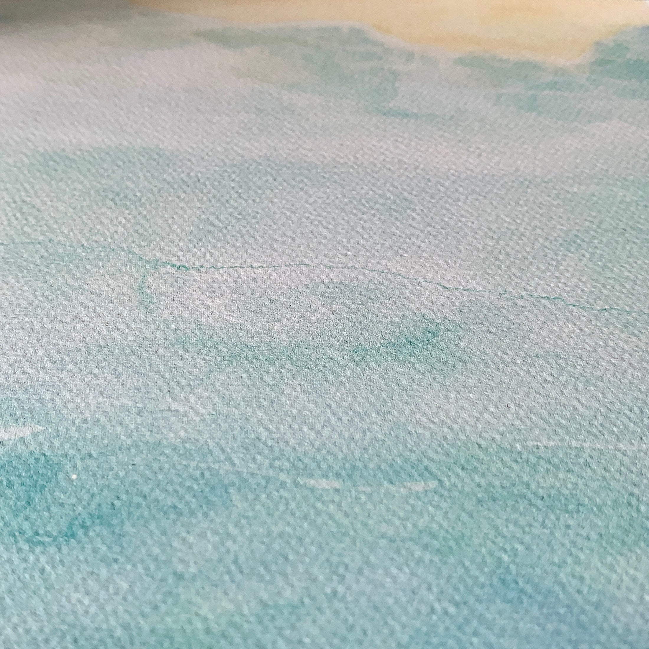 Querin Creations Close-up of a textured watercolour paper of blue coastal print 
