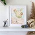 Load image into Gallery viewer, Querin Creations Framed watercolour A3  artwork of a cactus on a shelf with decorative items.
