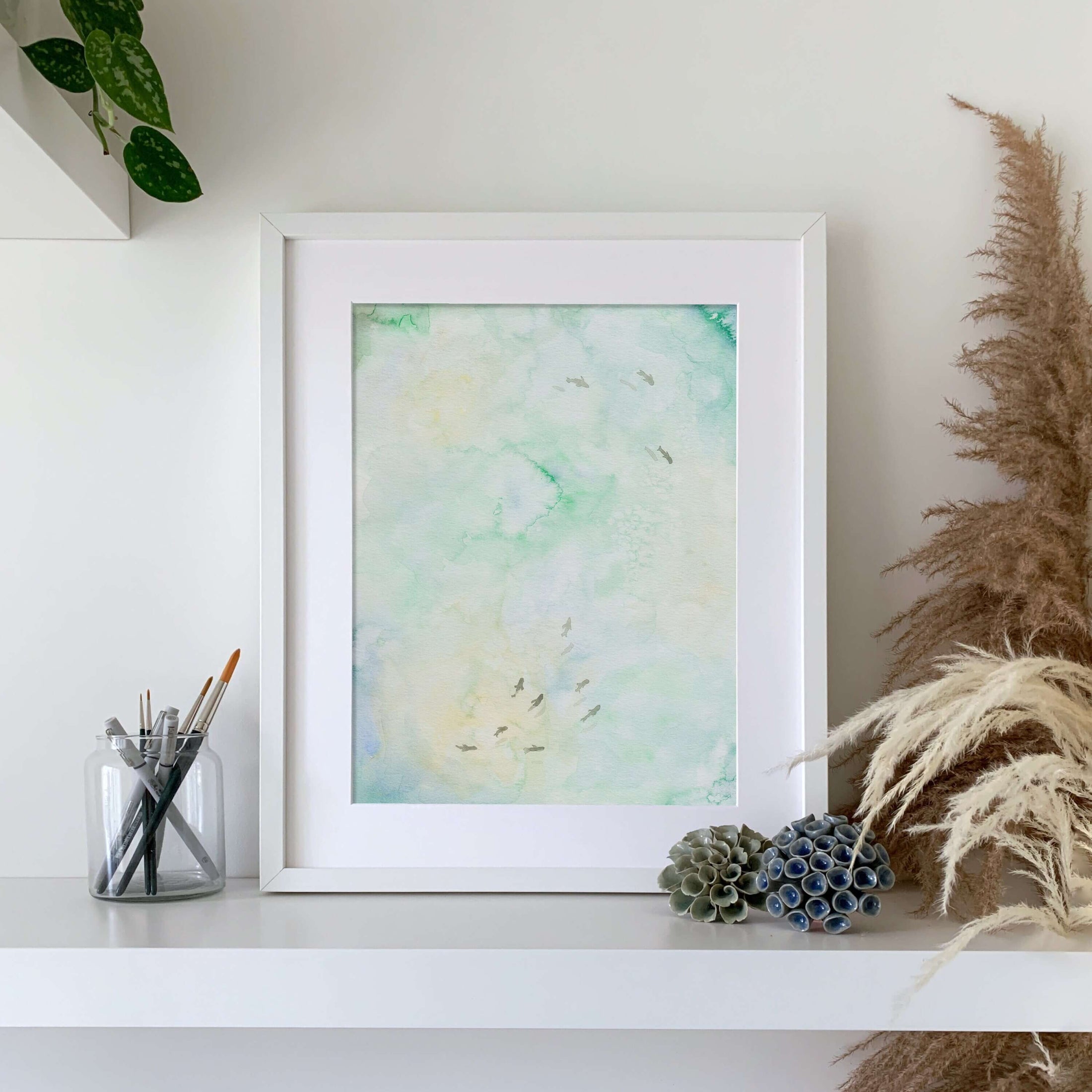 Echoes of the Sea Watercolour Art Print - Underwater Life
