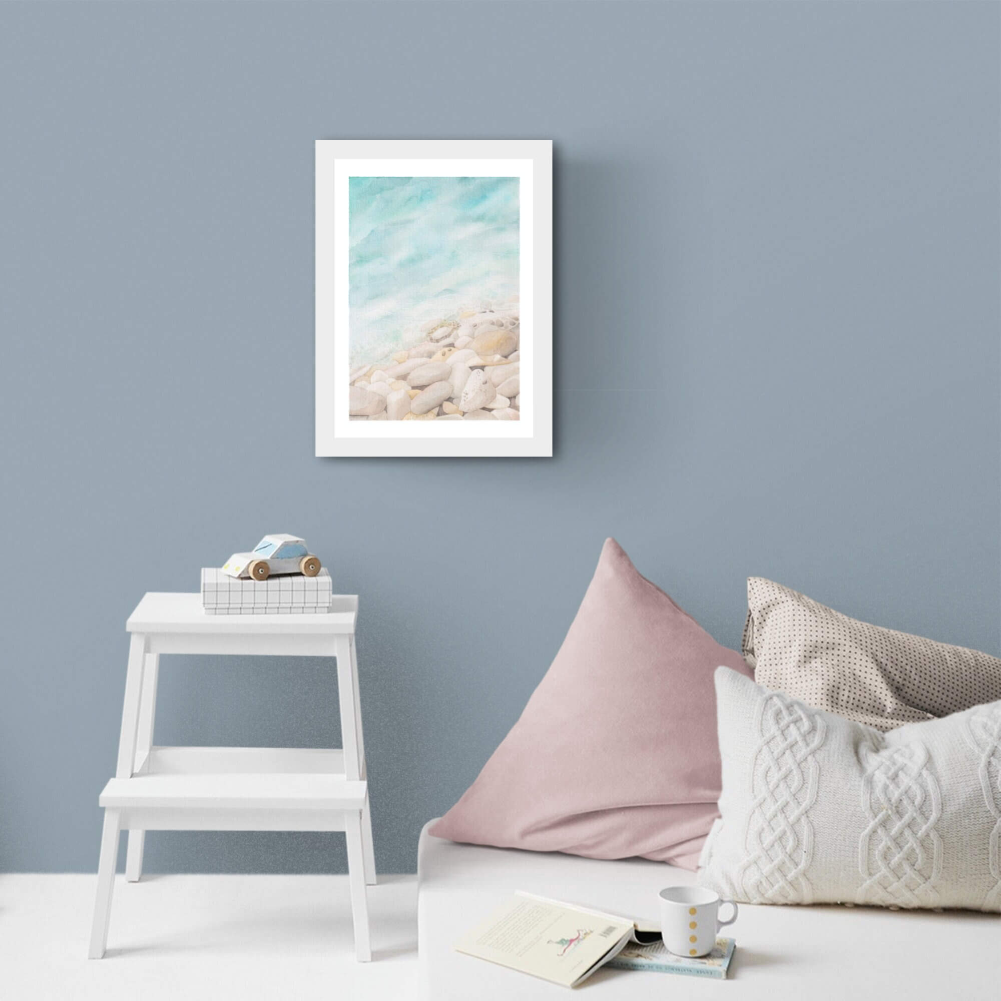 Echoes of the Sea Watercolour Art Print - Stony Seascape