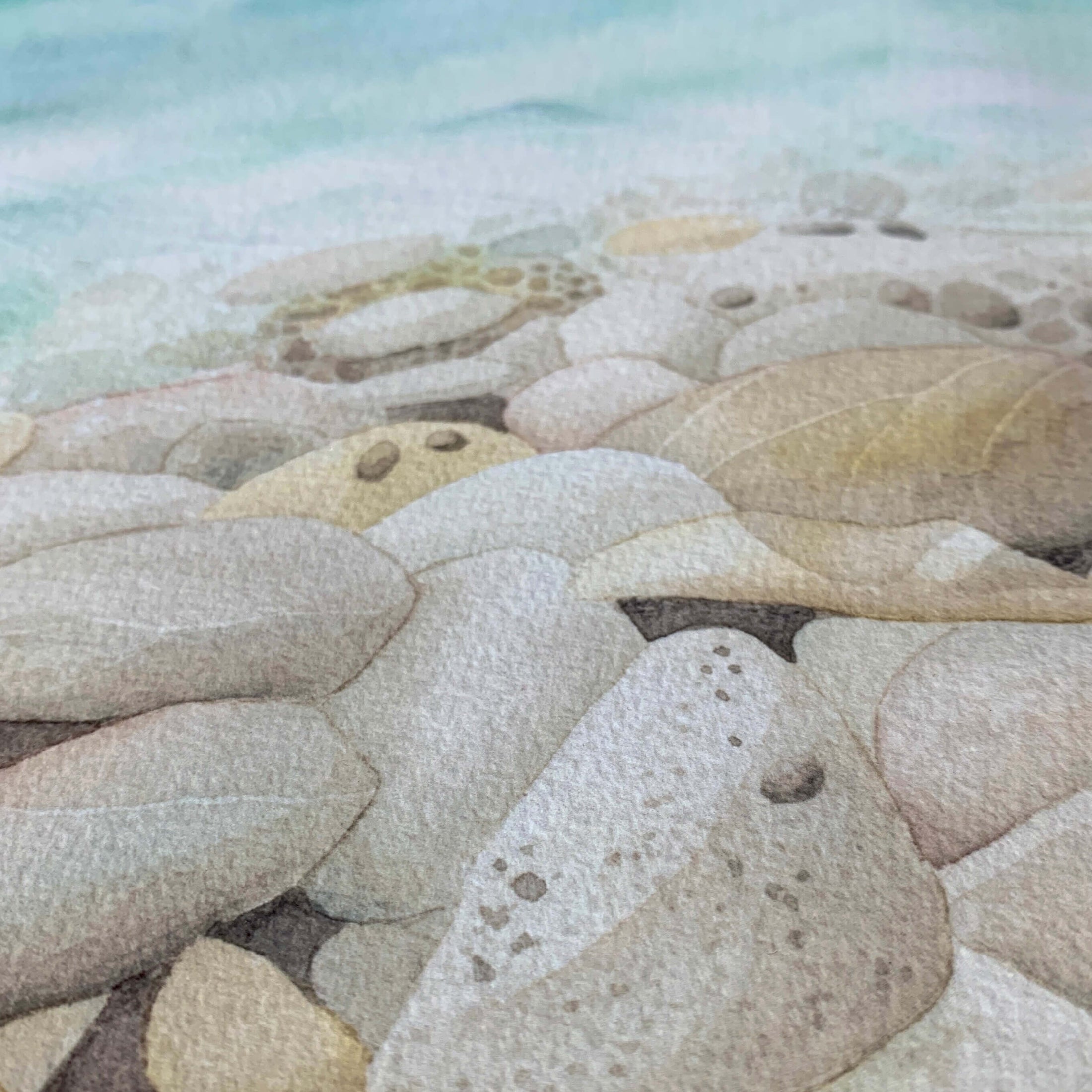 Echoes of the Sea Watercolour Art Print - Stony Seascape