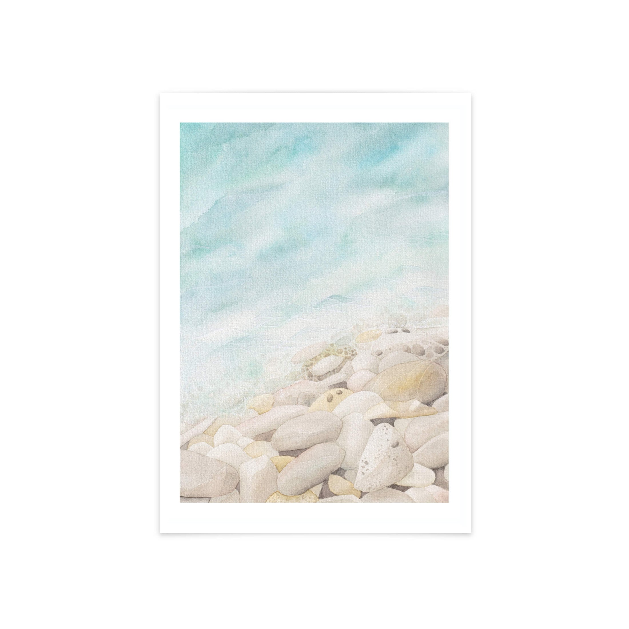 Echoes of the Sea Watercolour Art Print - Stony Seascape