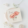 Load image into Gallery viewer, Querin Creations greeting Card with pink poppies and 'Love' text on a light background
