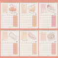Load image into Gallery viewer, Calendar with seashell designs for each month July to December on a pink background
