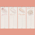 Load image into Gallery viewer, Querin Creations Perpetual Seashells Vertical calendar, coastal home decor, September to December pages 
