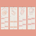 Load image into Gallery viewer, Four-month calendar with shell designs on a pink background
