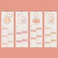Load image into Gallery viewer, Four vertical calendar pages for May, June, July, and August on a pink background.
