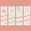 Load image into Gallery viewer, Four vertical calendar pages for July to October on a pink background
