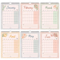 Load image into Gallery viewer, Six-month calendar with floral designs for each month, January to June 2027
