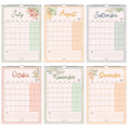 Load image into Gallery viewer, Six-month calendar with floral designs for July to December 2027. A3 and Ledger format
