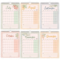 Load image into Gallery viewer, Set of six floral-themed monthly calendars for July to December 2027.
