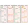 Load image into Gallery viewer, Four vertical monthly planners for January to April with floral and fruit designs on a white background.
