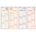 Load image into Gallery viewer, Four-month calendar with floral designs for July, August, September, and October on a white background.
