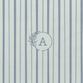 Load image into Gallery viewer, Detail of floral rosemary leaf wreath monogram on striped blue pattern
