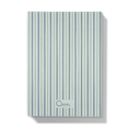 Load image into Gallery viewer, Back of notebook with blue striped pattern on a white background
