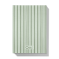 Load image into Gallery viewer, Back of notebook with green striped pattern on a white background

