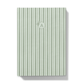 Load image into Gallery viewer, Green striped notebook with a floral monogram on a white background

