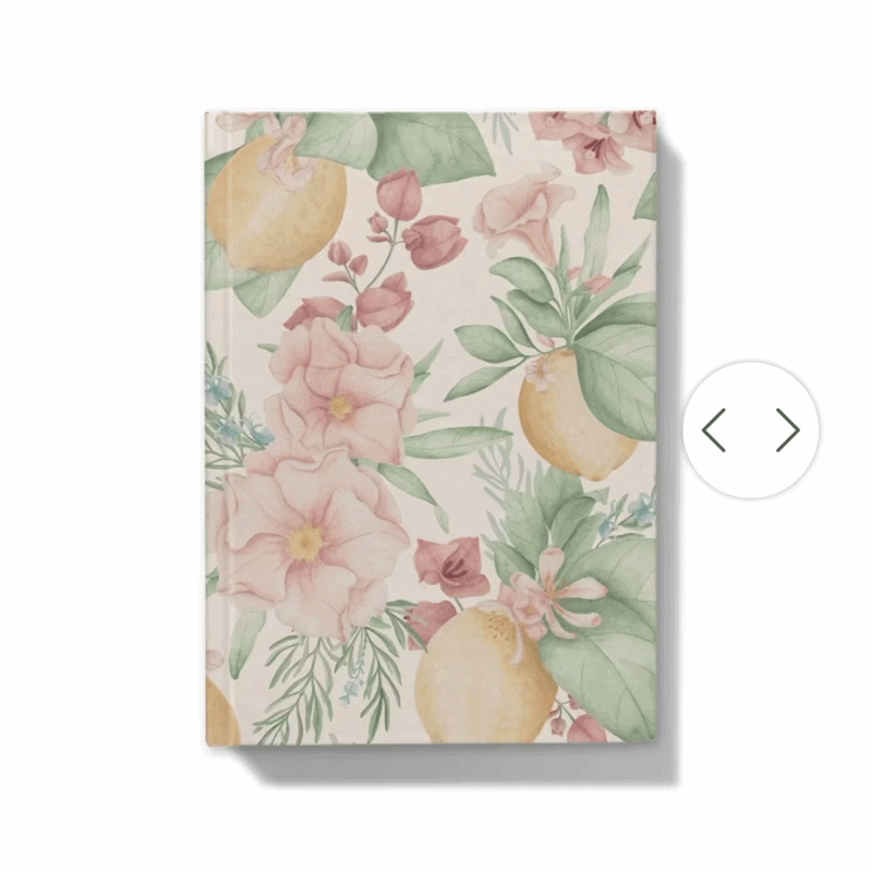 Gif showing how the journal can be personalised with a monogram on plaral pattern cover 