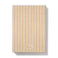 Load image into Gallery viewer, Backside cover of Notebook with gold and beige striped cover on a white background
