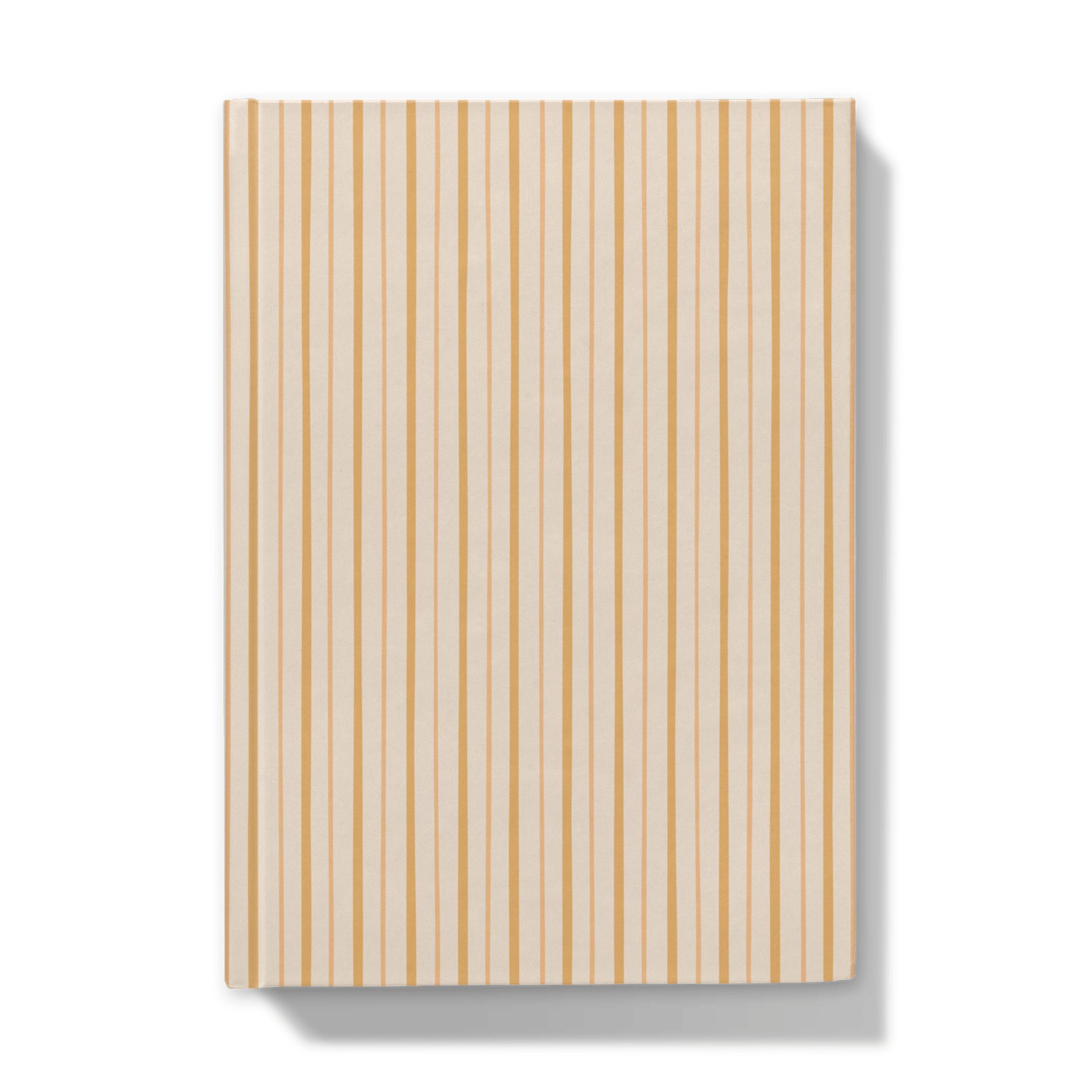 Front cover Notebook with yellow vertical stripes on a white background
