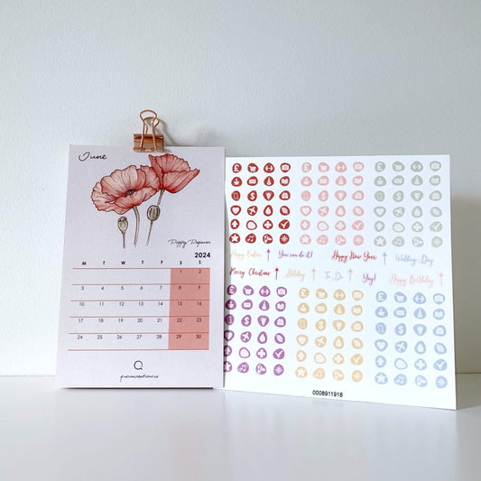 Timeless Desk Calendar and Mini Stickers Bundle
