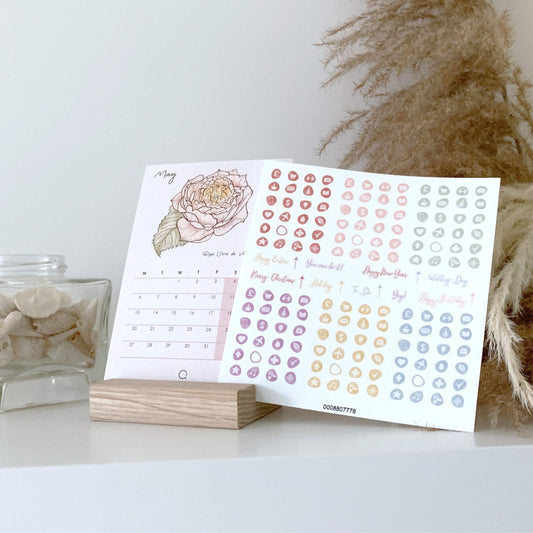 Timeless Desk Calendar with Stand and Mini Stickers Bundle