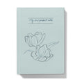 Load image into Gallery viewer, Querin Creations Hardcover Journal with tulip design and text on a light blue background, floral stationery collection 
