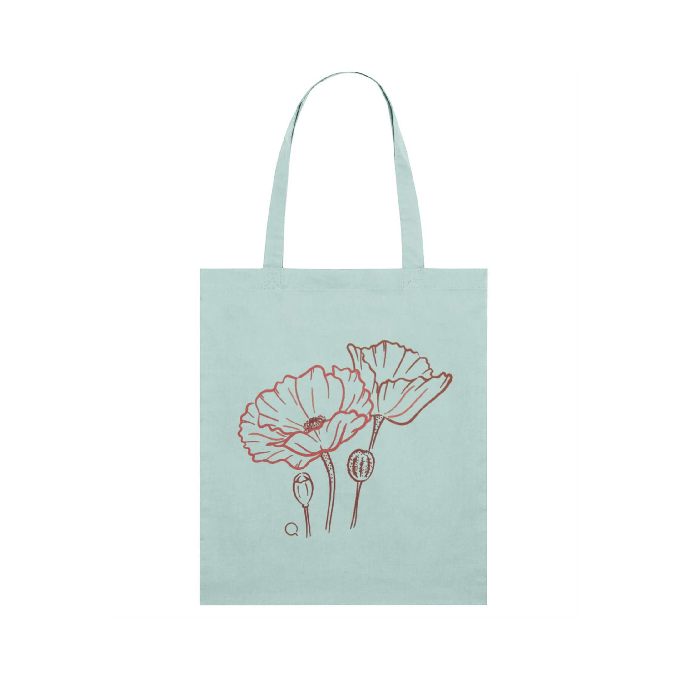 Timeless Tote Bag with Poppies Linework