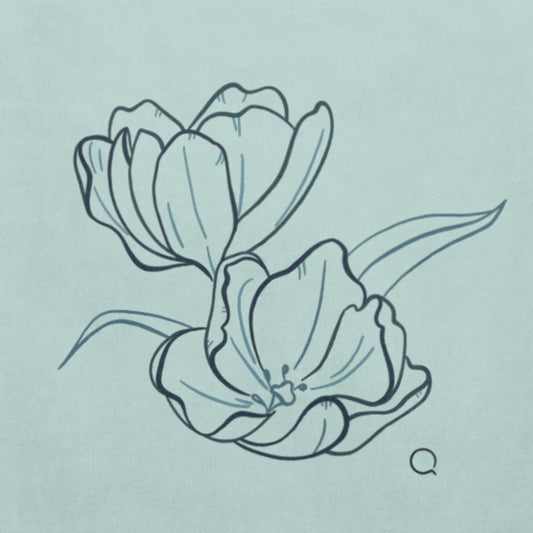 Timeless Tote Bag with Tulips Linework