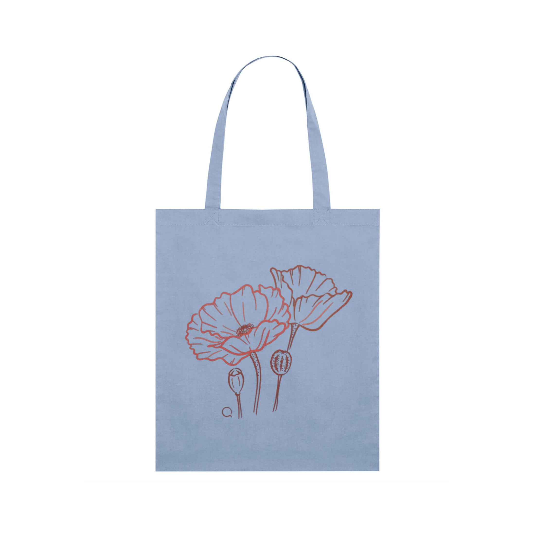 Timeless Tote Bag with Poppies Linework