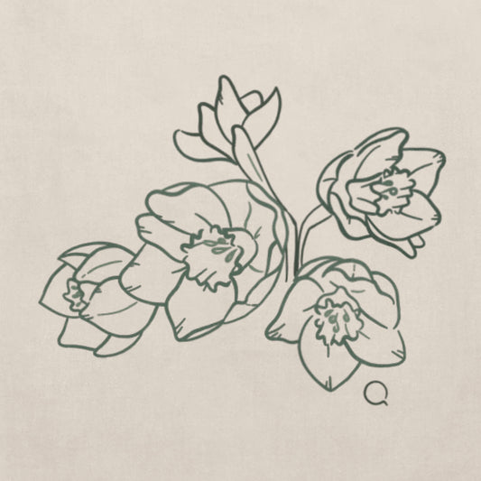 Timeless Yellow Tote Bag with Daffodils Linework