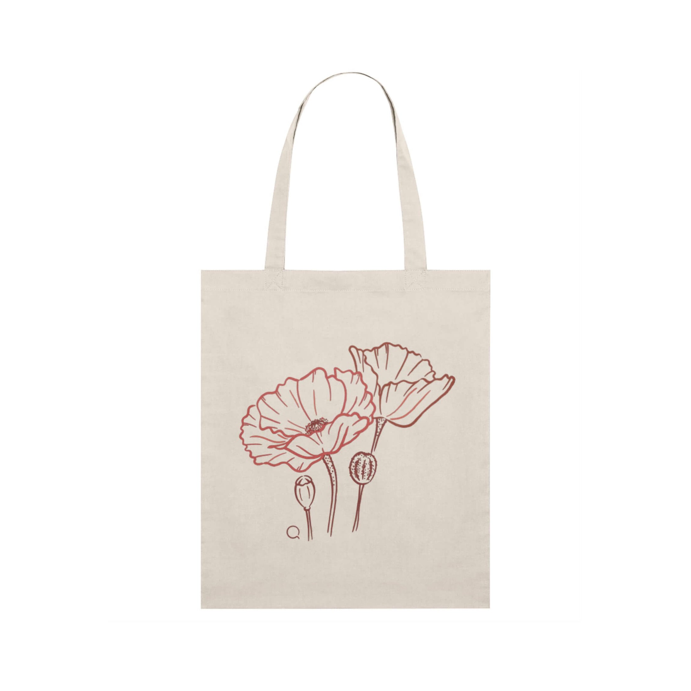 Timeless Tote Bag with Poppies Linework