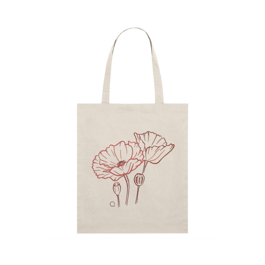 Timeless Tote Bag with Poppies Linework