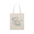 Load image into Gallery viewer, Beige tote bag with floral design on a white background, tulips design

