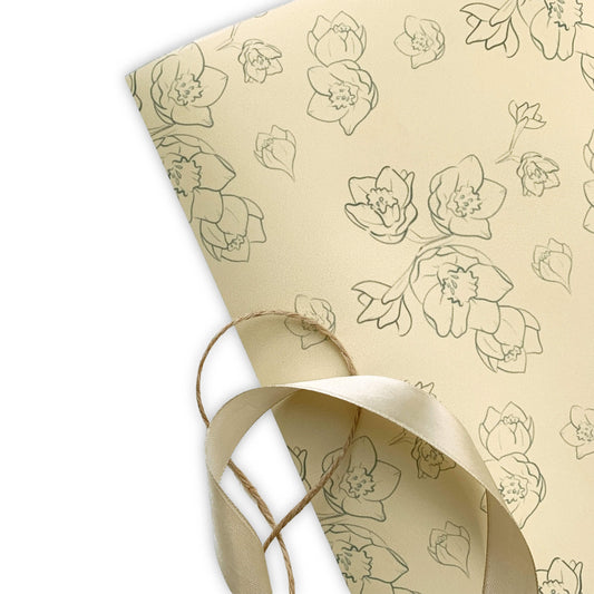 Timeless Wrapping Paper Roll with Daffodils Pattern